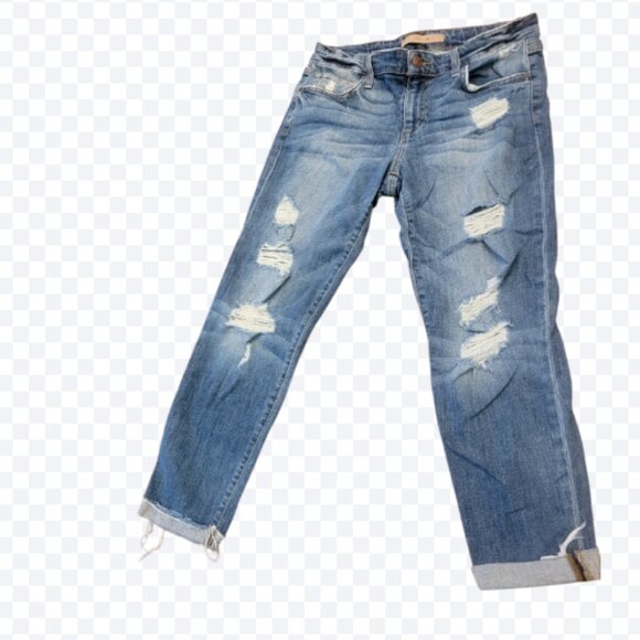 Joe's Jeans Denim - Joe's Jeans Boyfriend Slim Crop Distressed Blue Jeans